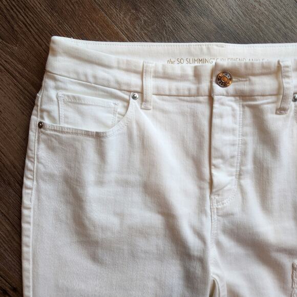 CHICO'S White So Slimming Girlfriend PATCHWORK Ankle Jeans Small - Picture 5 of 10